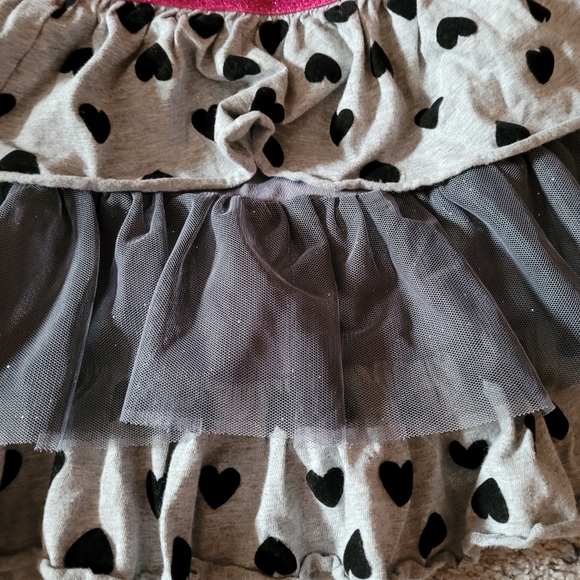 1989 Place Skirt Medium (7/8) Gray Pink Layered Hearts Glitter Elastic Waist - Picture 3 of 4